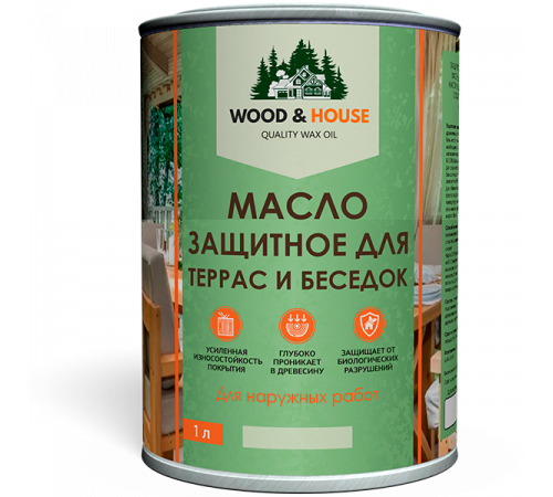 Заказать МАСЛО ЗАЩИТНОЕ ДЛЯ ТЕРРАС И БЕСЕДОК WOOD & HOUSE в Евпатории, Республика Крым